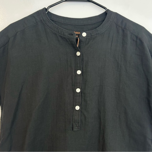 NWT Quince Gauze Short Roll Sleeve Button Front Black Top Size XS - Picture 3 of 10